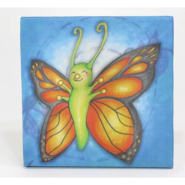 slide 2 of 2, Growing Kids Caterpillar to Butterfly Series Canvas Wall Art - Butterfly - Blue