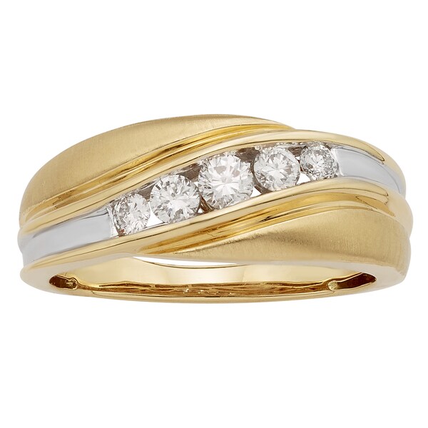 Sofia 14k Gold 1/2ct TDW IGL Certified Round Diamond Gents Ring