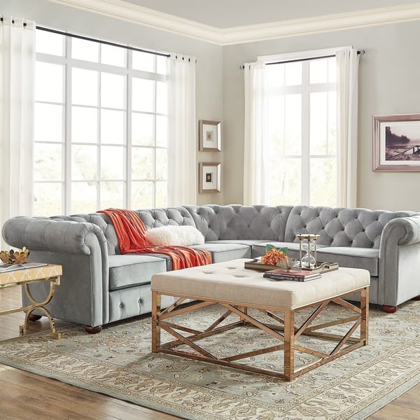 slide 2 of 17, Knightsbridge Chesterfield Sectional by iNSPIRE Q Artisan