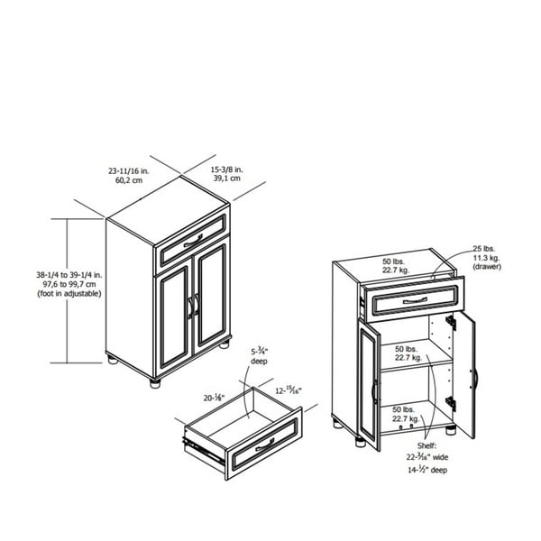 Systembuild White Kendall 24 1 Drawer 2 Door Base Storage Cabinet