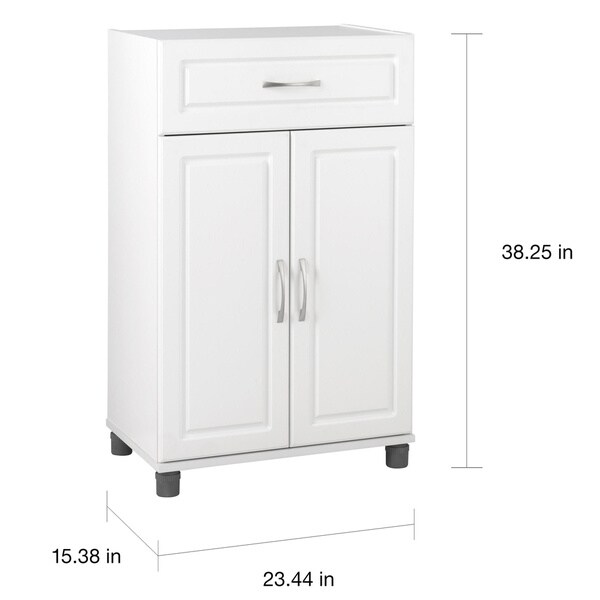 SystemBuild White Kendall 24-inch 1-drawer, 2-door Base Storage Cabinet ...