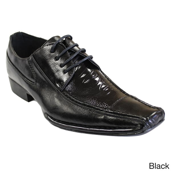 black dress shoes square toe Calfskin Derby Shoes Men Leather Shoes Glossy Square Toe Black / US 11 / UK 10 / EU 44