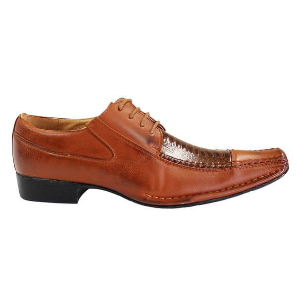 Men's Faux Leather Square-toe Lace-up Dress Shoes (As Is Item) - Bed Bath &  Beyond - 11198054