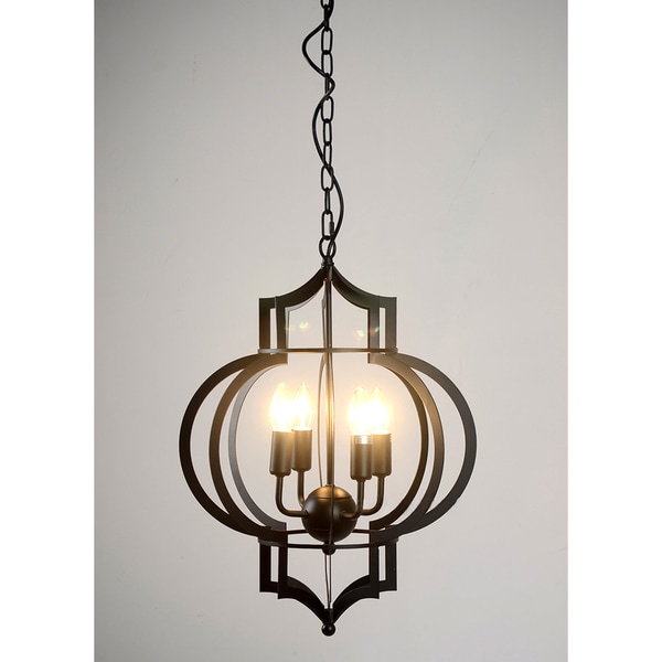 Addison 4 Light Black Finished 17 Inch Chandelier With Bulbs Addison 4 Light Black Finished 17 Inch Chandelier With Bulbs