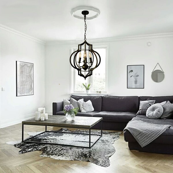 Gold Leaf Trellis 4 Light Chandelier Addison 4 Light Black Finished 17 Inch Chandelier With