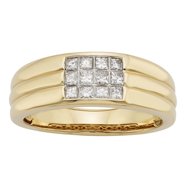 Sofia 14k Gold 1/2ct TDW IGL Certified Princess Cut Diamond Gents Ring ...