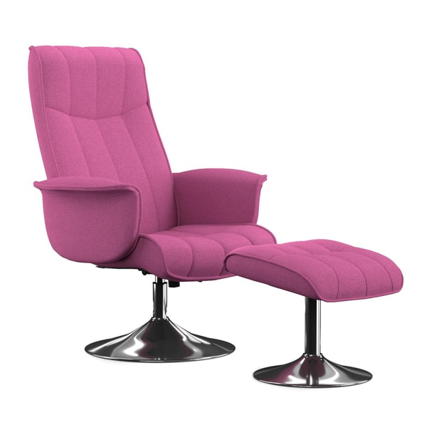 Shop Handy Living Deane Fuchsia Pink Linen Chair and Ottoman Free