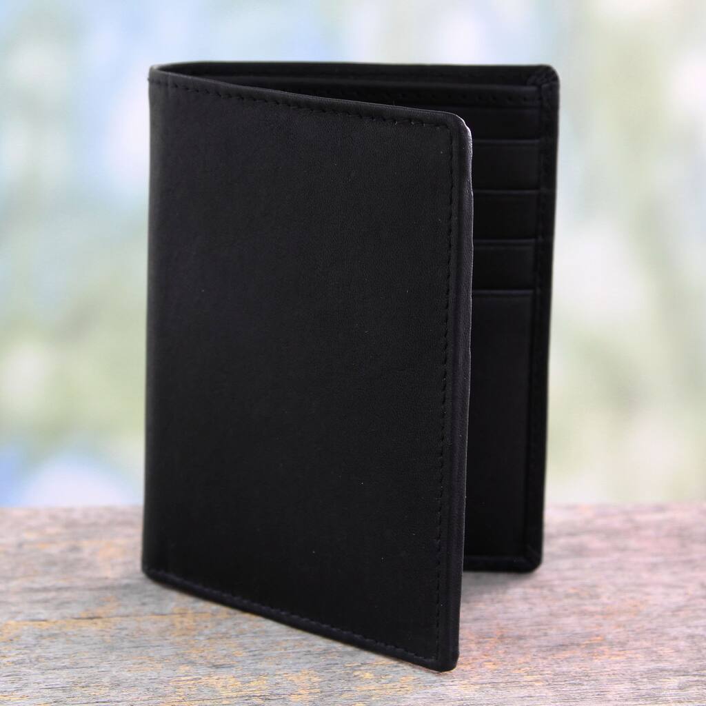 Handmade Leather 'Efficient in Black' Wallet (India)