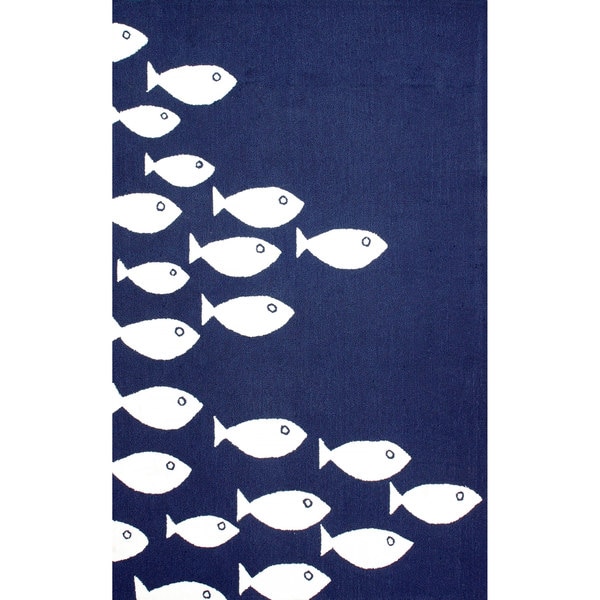 Shop nuLOOM Handmade Modern Fish Indoor/ Outdoor Navy Rug (8' x 10