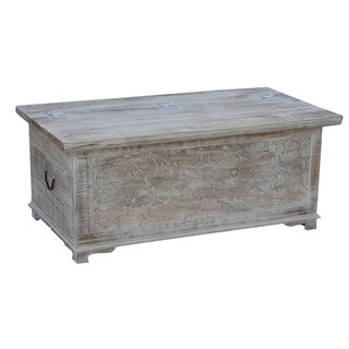 Handmade Carved Panel Trunk Coffee Table (India) - 44" x 24" x 16"