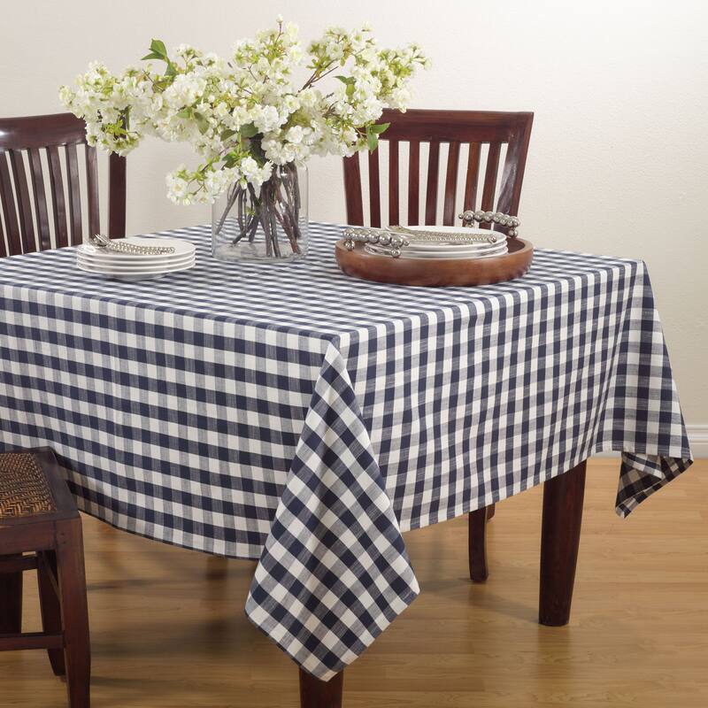 Gingham Design Tablecloth - Navy blue
