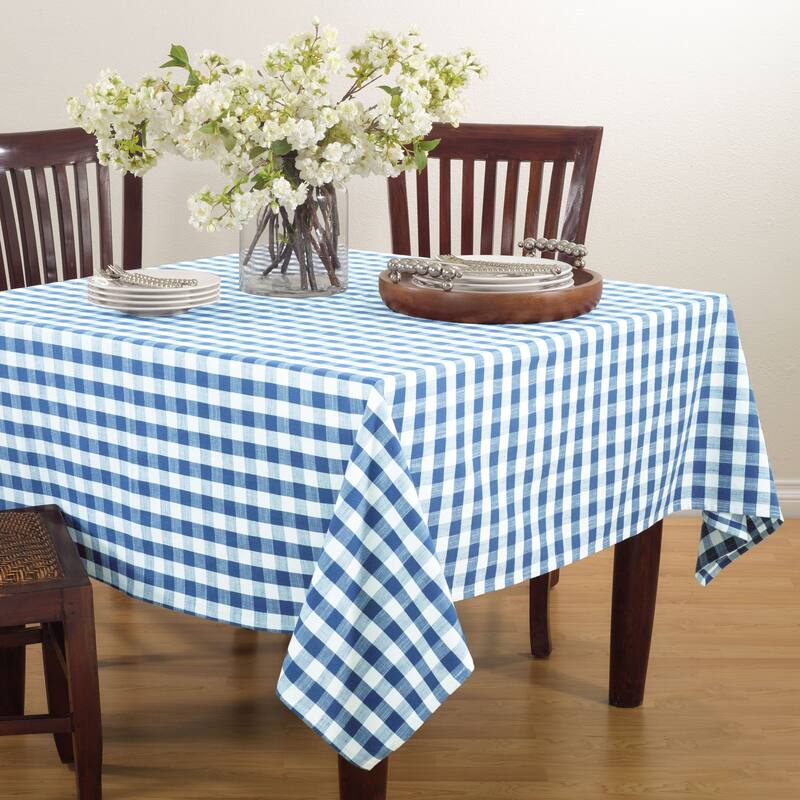 Gingham Design Tablecloth - French Blue
