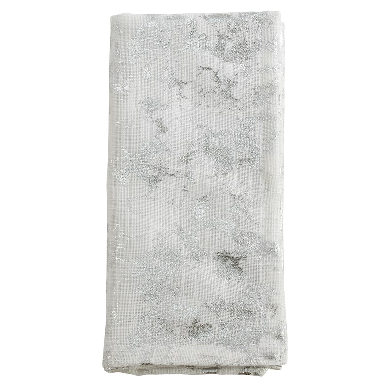 Abstract Brushed Foil Design Napkin (Set of 4) - Silver - Set of 4