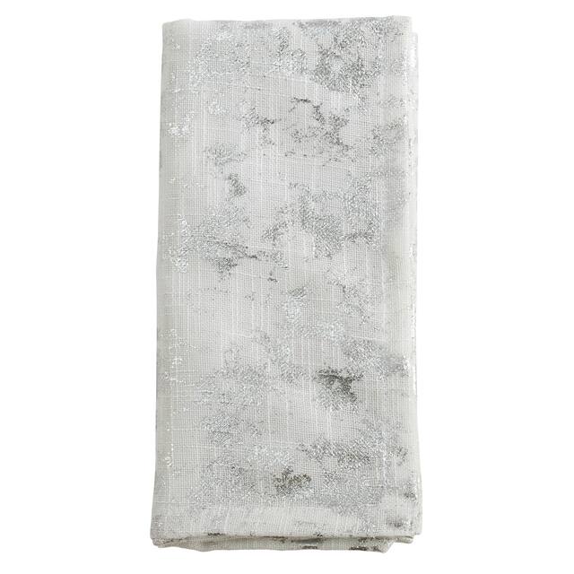 Abstract Brushed Foil Design Napkin (Set of 4) - Silver - Set of 4