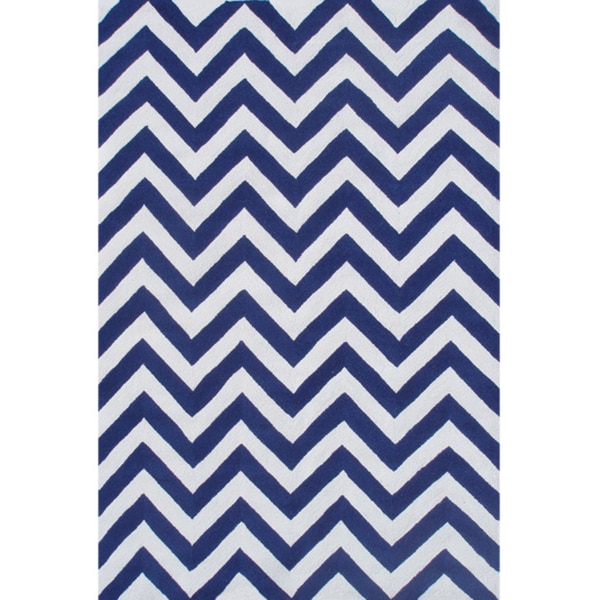 Handmade Polypropylene Chevron Blue Rug (5 x 7.6)   17634082