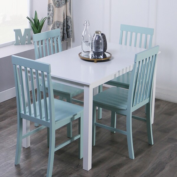 5-piece Dining Set in White and Green