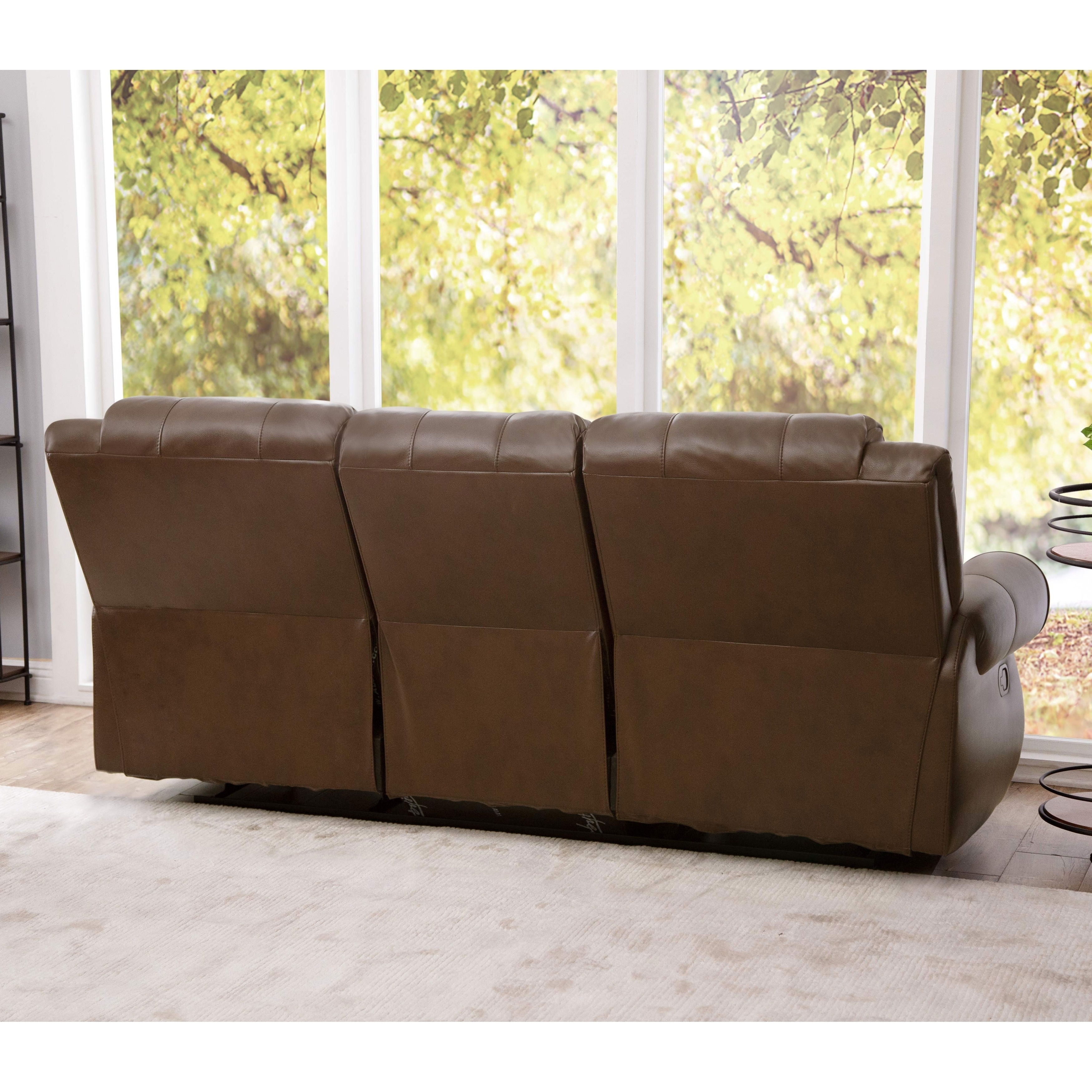 Abbyson Calabasas Mesa Brown Leather Reclining Sofa