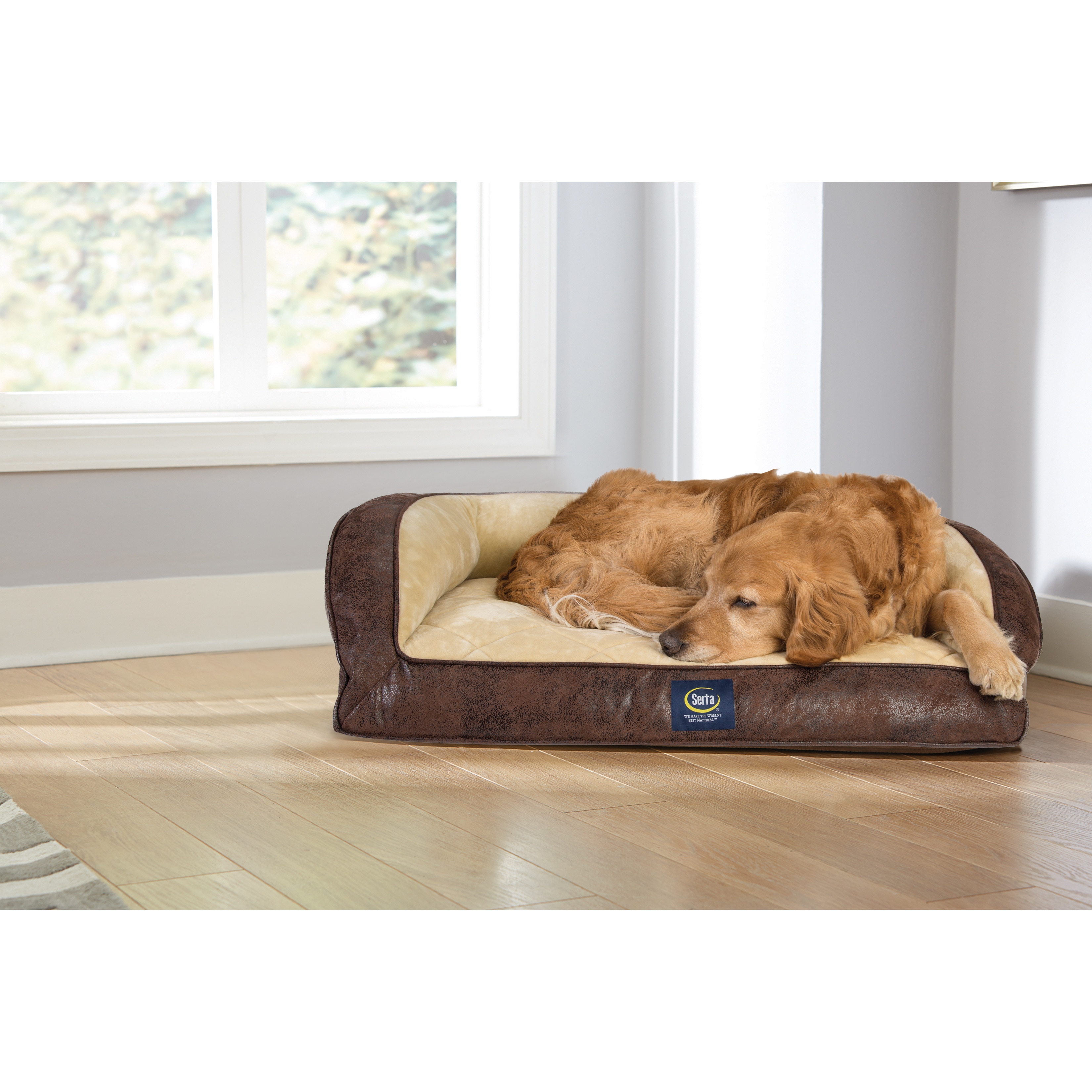 Shop Serta Brown/Ivory Beige Pleather 4inch High x 24inch Wide x 34