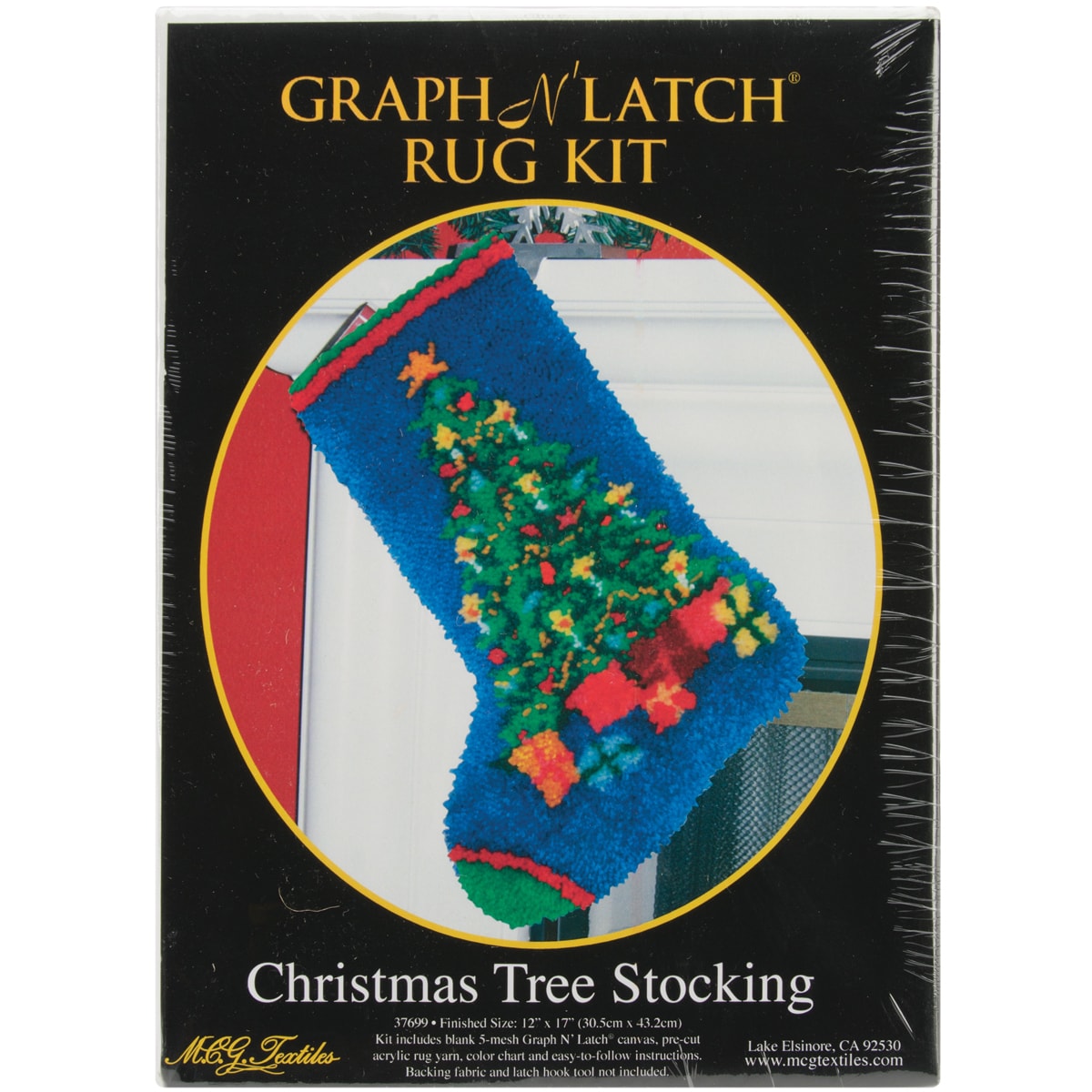 Latch Hook Kit 12inX17inChristmas Tree Stocking