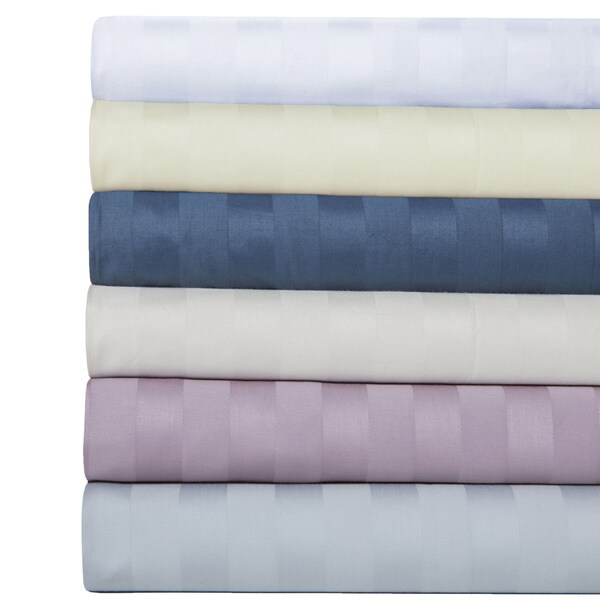 100-percent Cotton 600 Thread Count Damask Striped Sheet Set