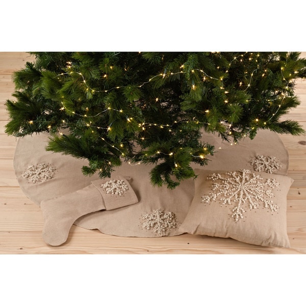 Shop Hand Knotted Snowflake Design Stocking or Tree Skirt On Sale