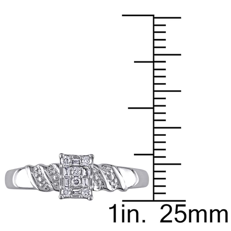 Miadora Sterling Silver 1/10ct TDW Diamond Engagement Ring - White