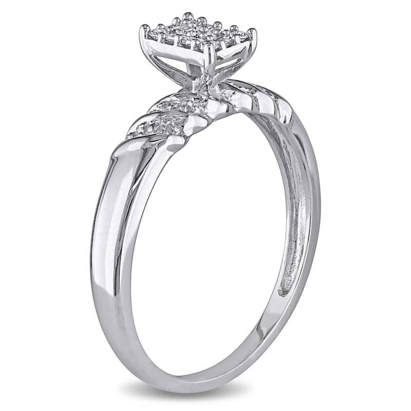 Miadora Sterling Silver 1/10ct TDW Diamond Engagement Ring - White