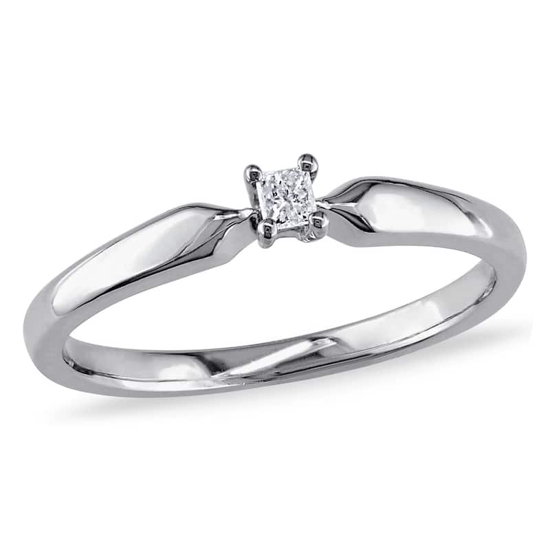 Miadora Sterling Silver Princess-cut Diamond Accent Solitaire Promise Ring