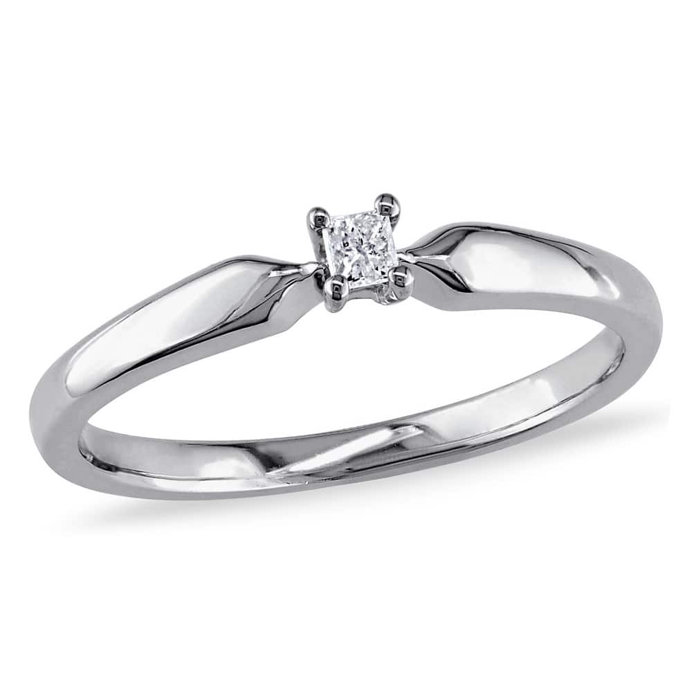 Miadora Sterling Silver Princess-cut Diamond Accent Solitaire Promise Ring
