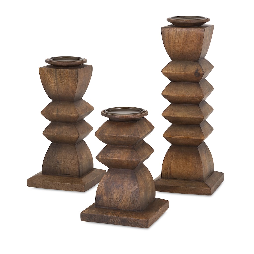Designer Desta Wood Candleholders - Set of 3