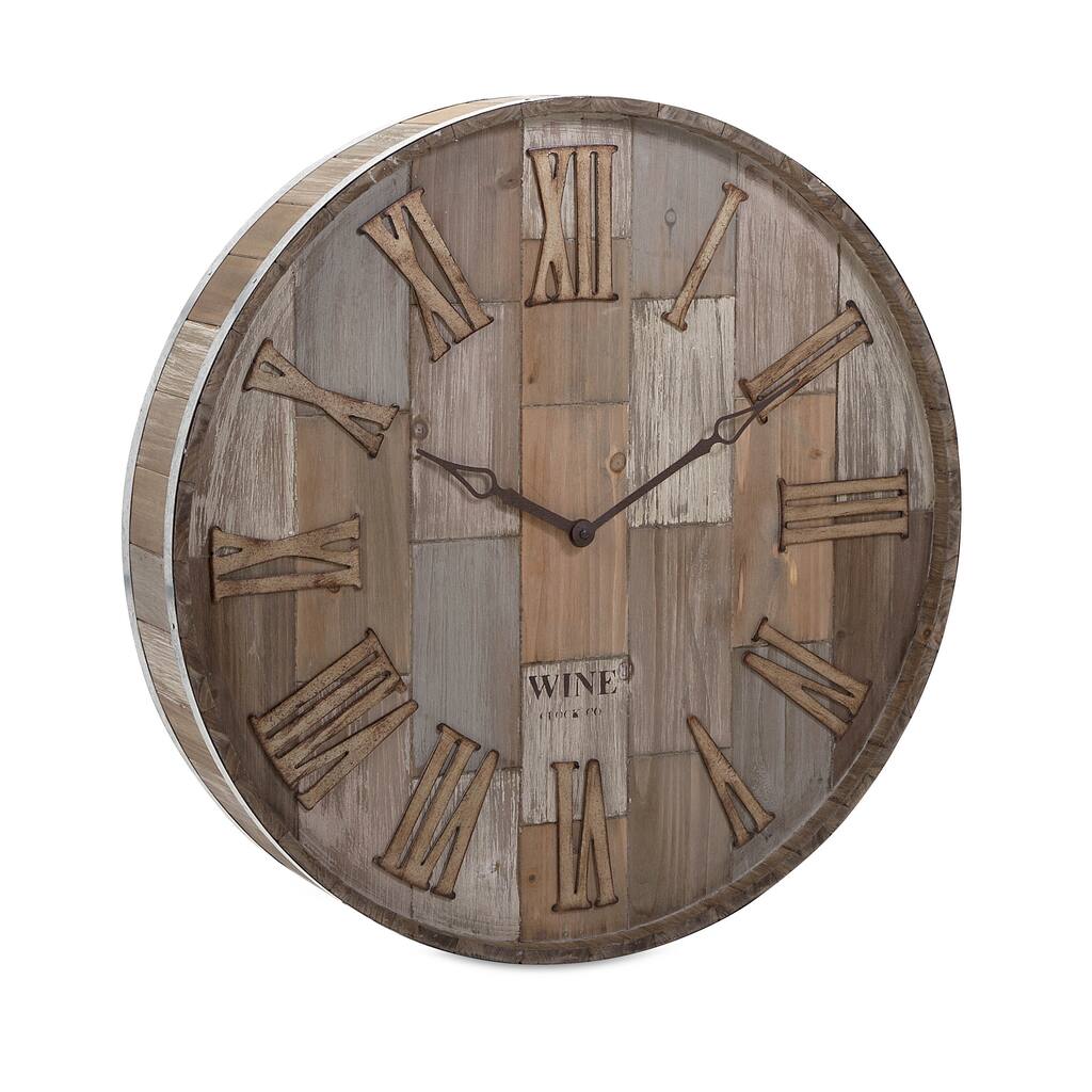 Wine Barrel Wood Wall Clock