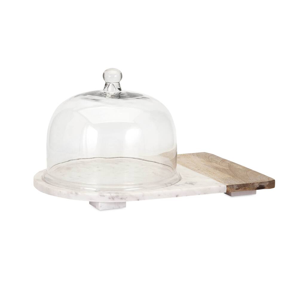 Lyna Marble and Wood Cheese Dome