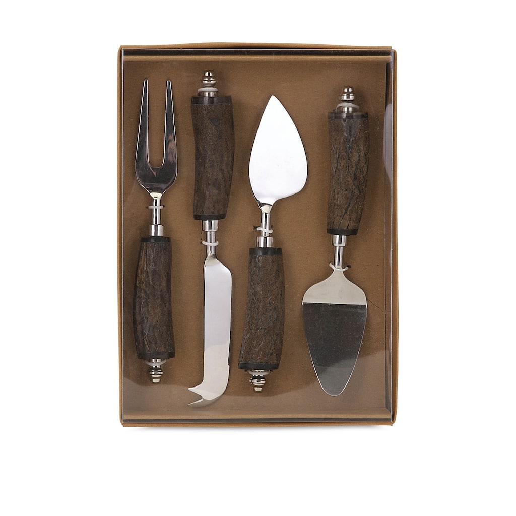 Nakato Wood Bark Cheese Knives in Gift Box