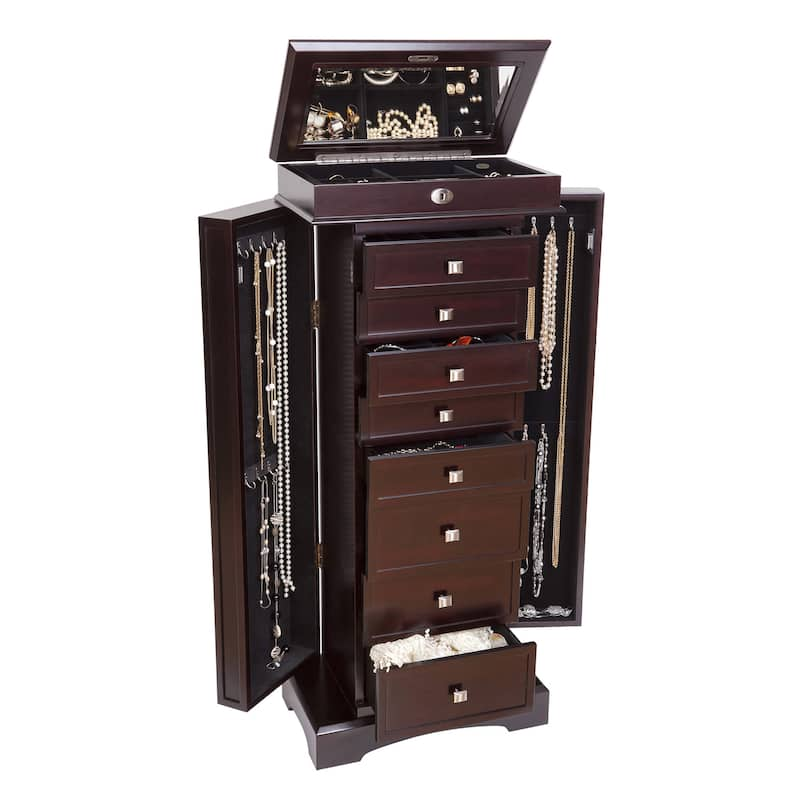 Mele & Co Olympia Wooden Walnut Jewelry Armoire