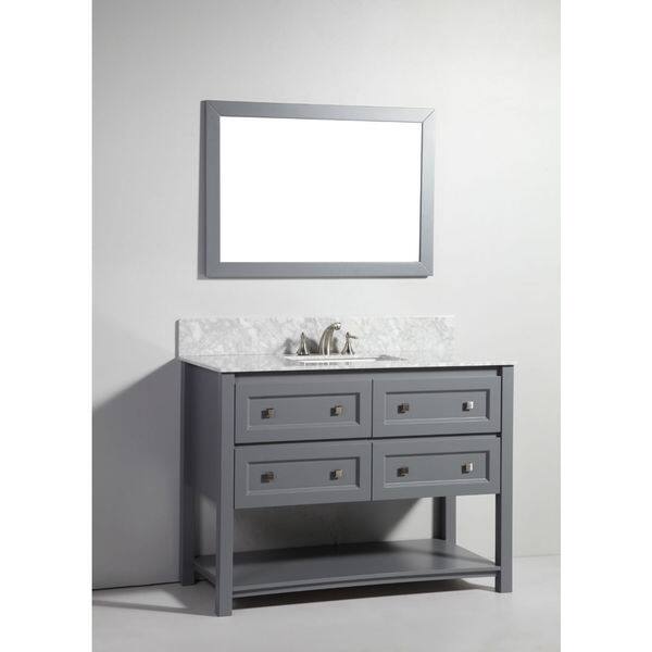 Legion Furniture 48inch Dark Grey Solid Wood Sink Vanity with Mirror