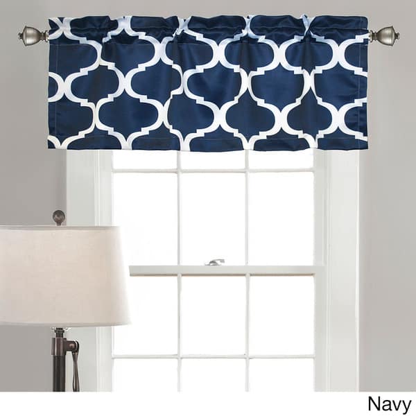 slide 2 of 9, Carson Carrington Chidzero Geometric Valance - 52x18 Navy