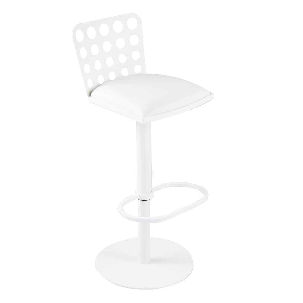Dune Contemporary Barstool In White Leatherette
