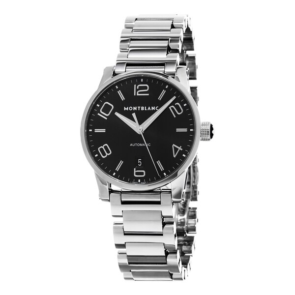 Shop Mont Blanc Men's 'Time walker' Black Dial Stainless Steel Bracelet