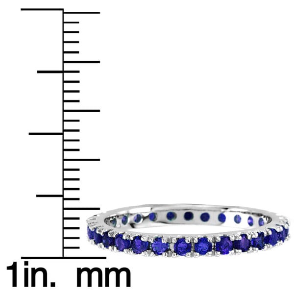 Suzy L. 14k White Gold Sapphire Diamond 3-piece Set Eternity Band Ring - Blue