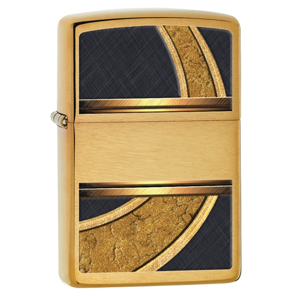 Zippo Gold And Black Brushed Brass Windproof Lighter