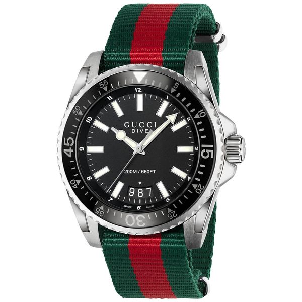 gucci dive watch green and red