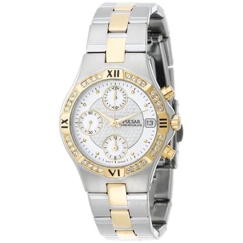 Pulsar Women's PF8212 Chronograph Crystal Two-Tone Stainless Steel Watch
