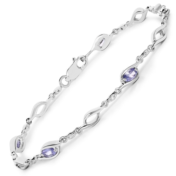 Olivia Leone Sterling Silver 1 1/3ct Tanzanite and White Topaz Bracelet. Opens flyout.