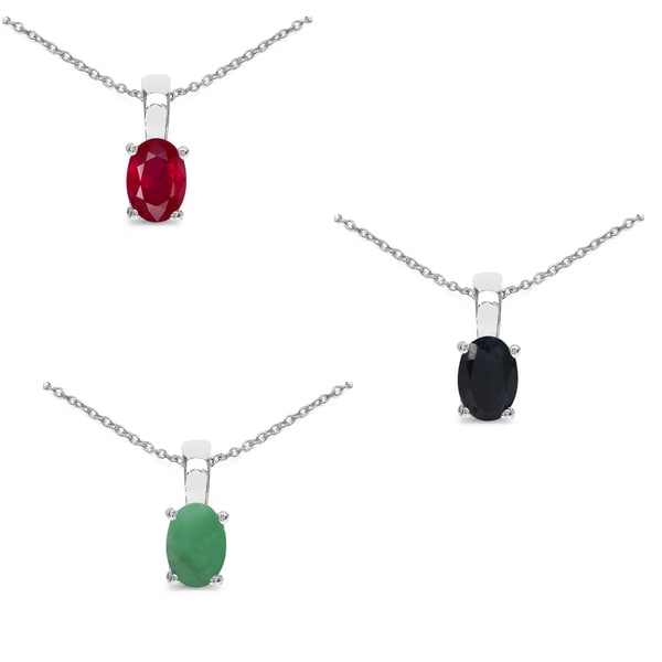 Malaika Sterling Silver 2 3/4ct Emerald Ruby and Sapphire Pendant. Opens flyout.
