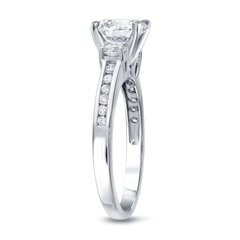 Auriya 1ct TDW Round 3-Stone Diamond Engagement Ring 14k White Gold (H-I, SI2-SI3)