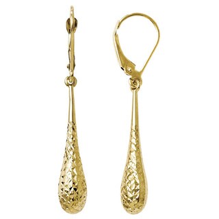 14K 3-D Diamond-cut Teardrop Dangle Wire Earrings 14K 3-D Diamond-cut Teardrop Dangle Wire Earrings