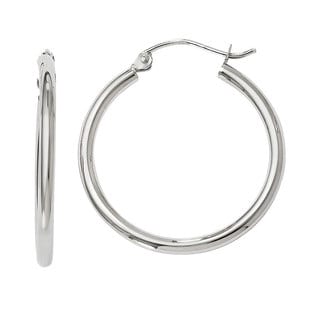 Versil 14k White Gold Polished Medium Hoop Earrings - 17639971 ...