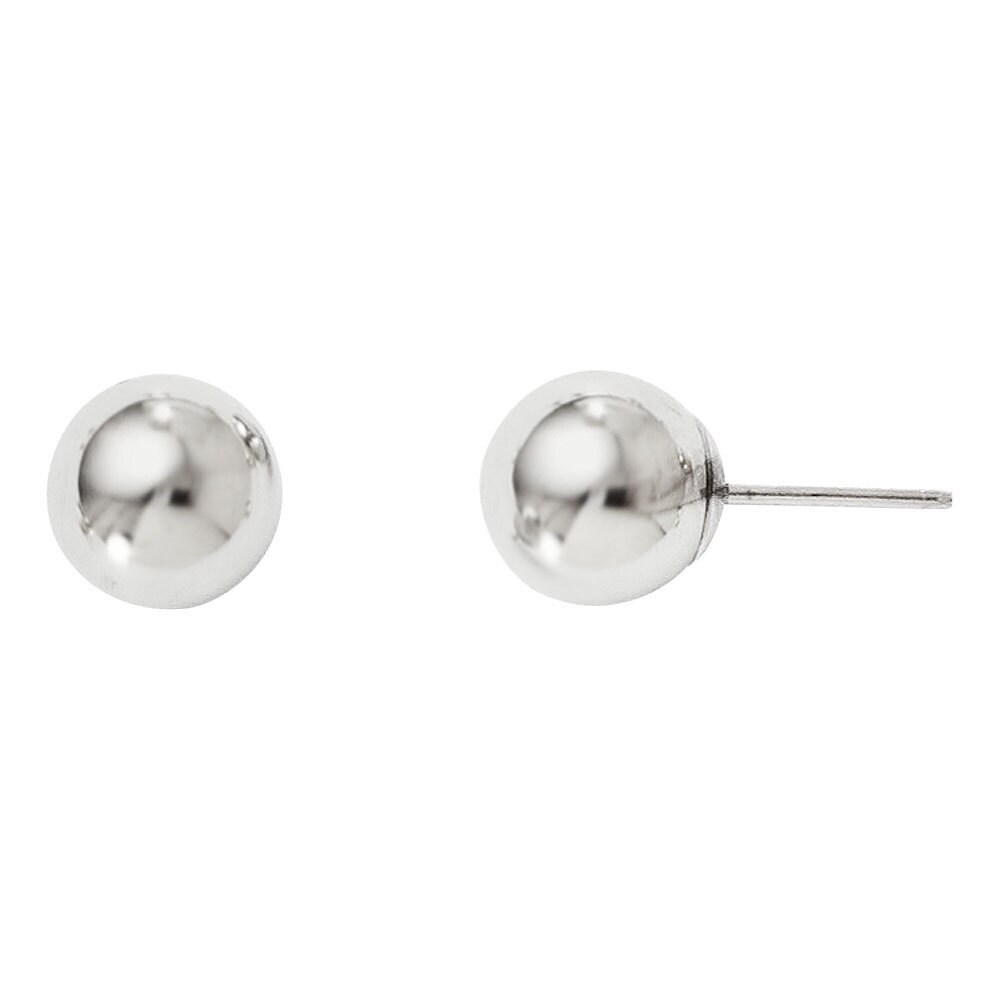 14k White Gold Polished 7mm Ball Post Earrings by Versil Small | eBay