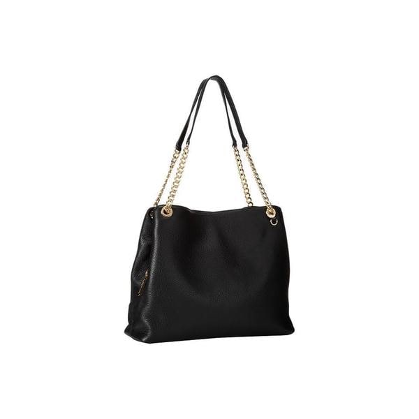 michael kors black leather bag gold chain