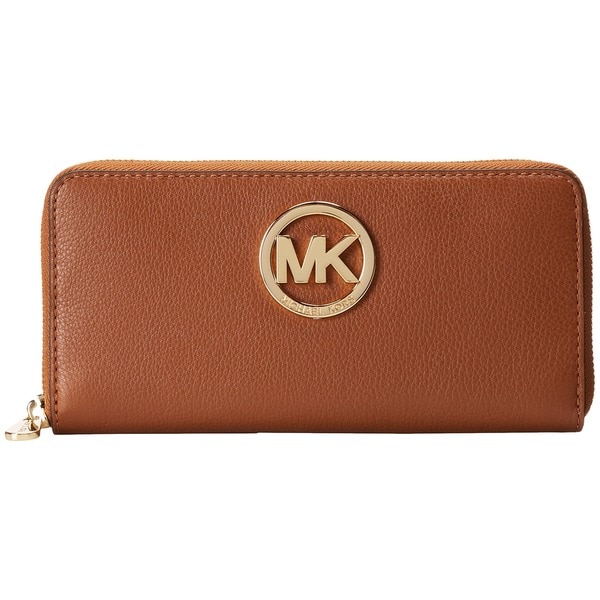 Shop Michael Kors Fulton Luggage Brown Zip Around Continental Wallet ...